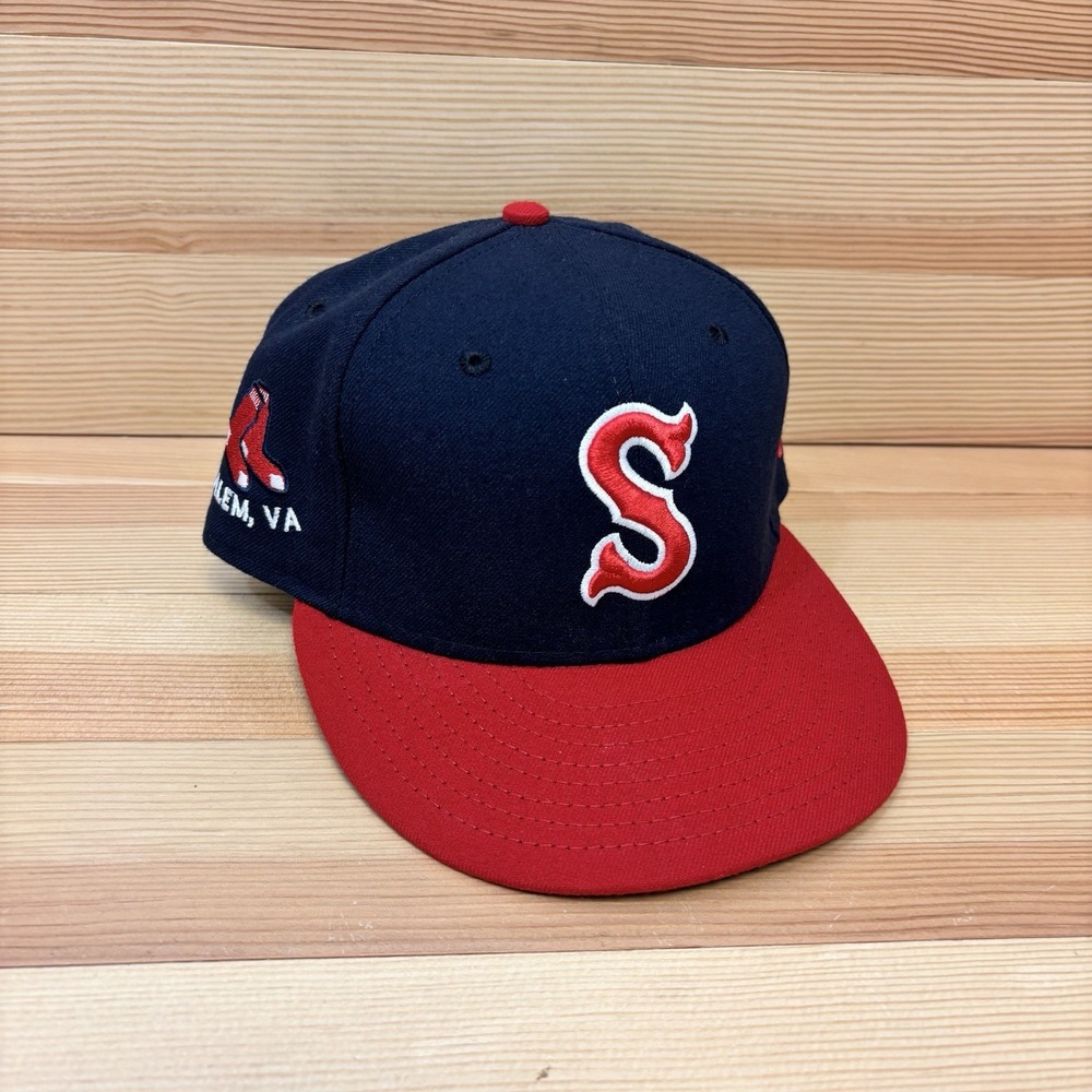 New Era Salem Red Sox 59FIFTY Fitted Blue Red 7 1/4 Hat MiUSA USA Made MiLB